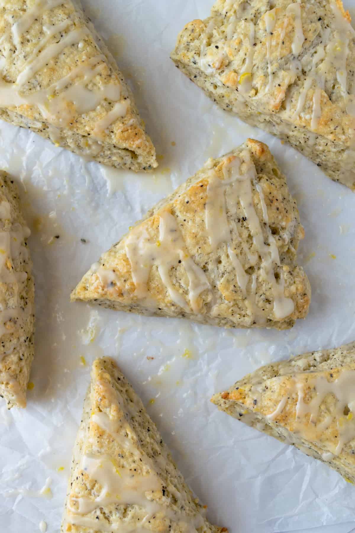 Earl Grey Scones on parchment paper.