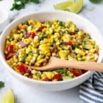 Fiesta Corn Salad with Avocado in a bowl.