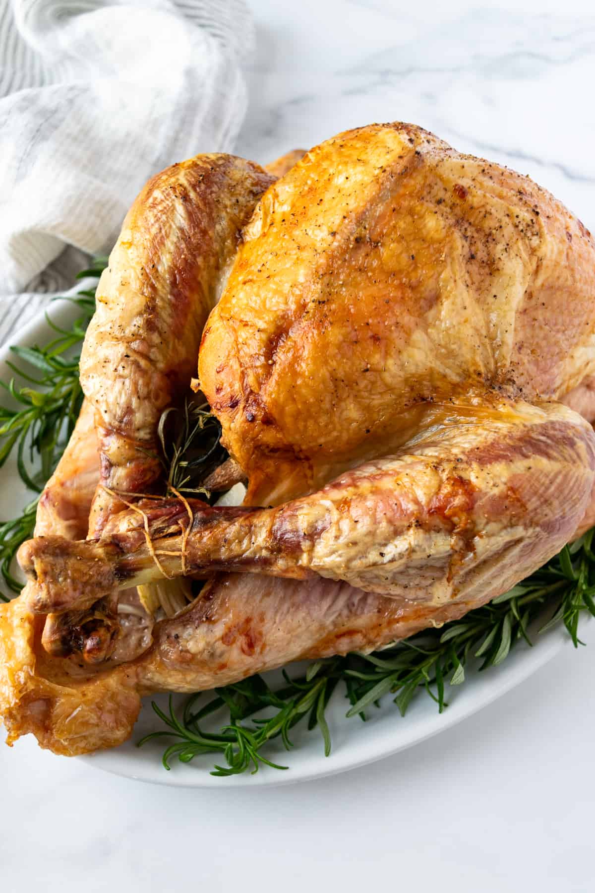 Easy Roast Turkey on a serving platter.
