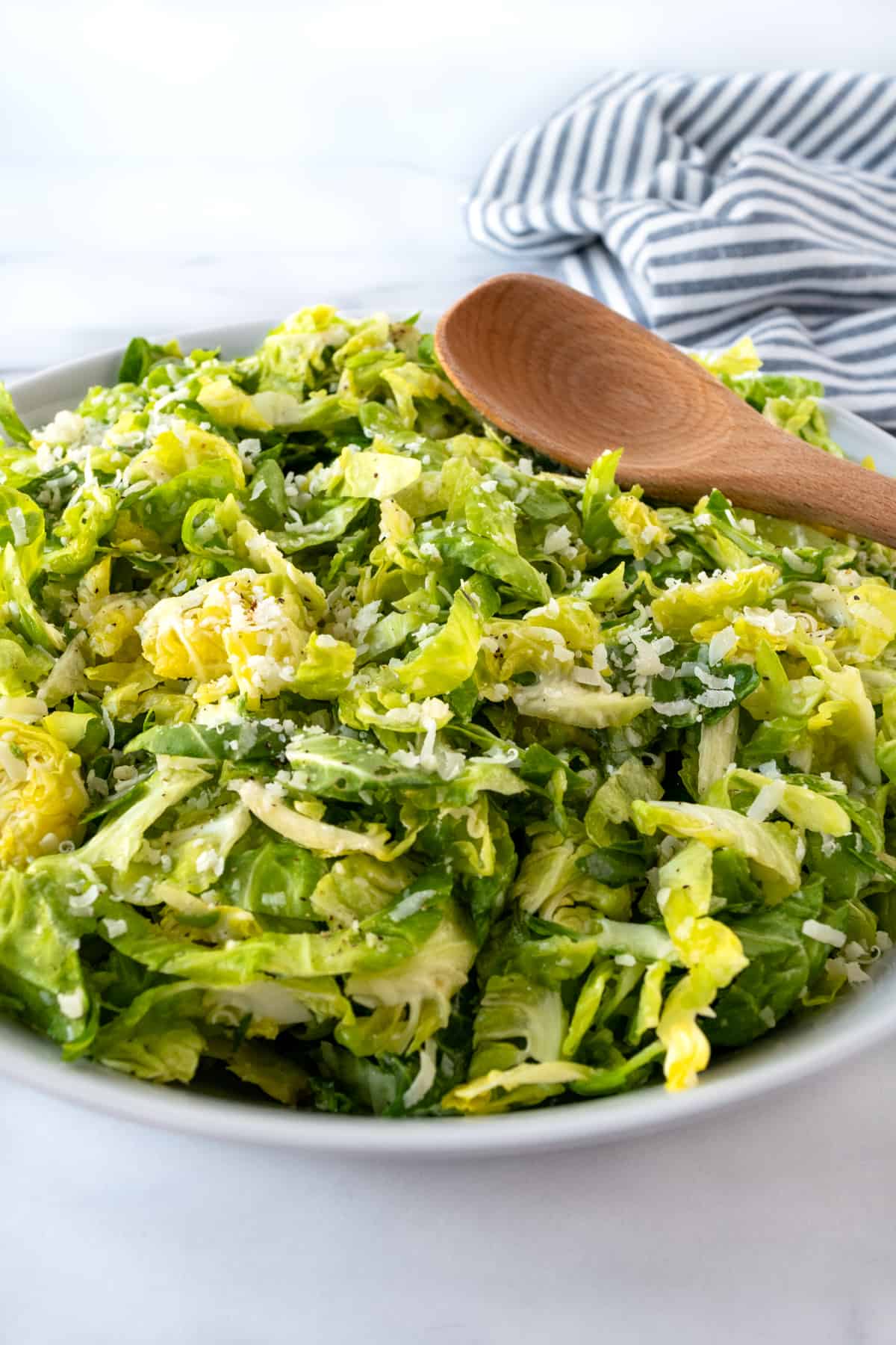 Parmesan Brussels Sprouts Salad in a bowl.