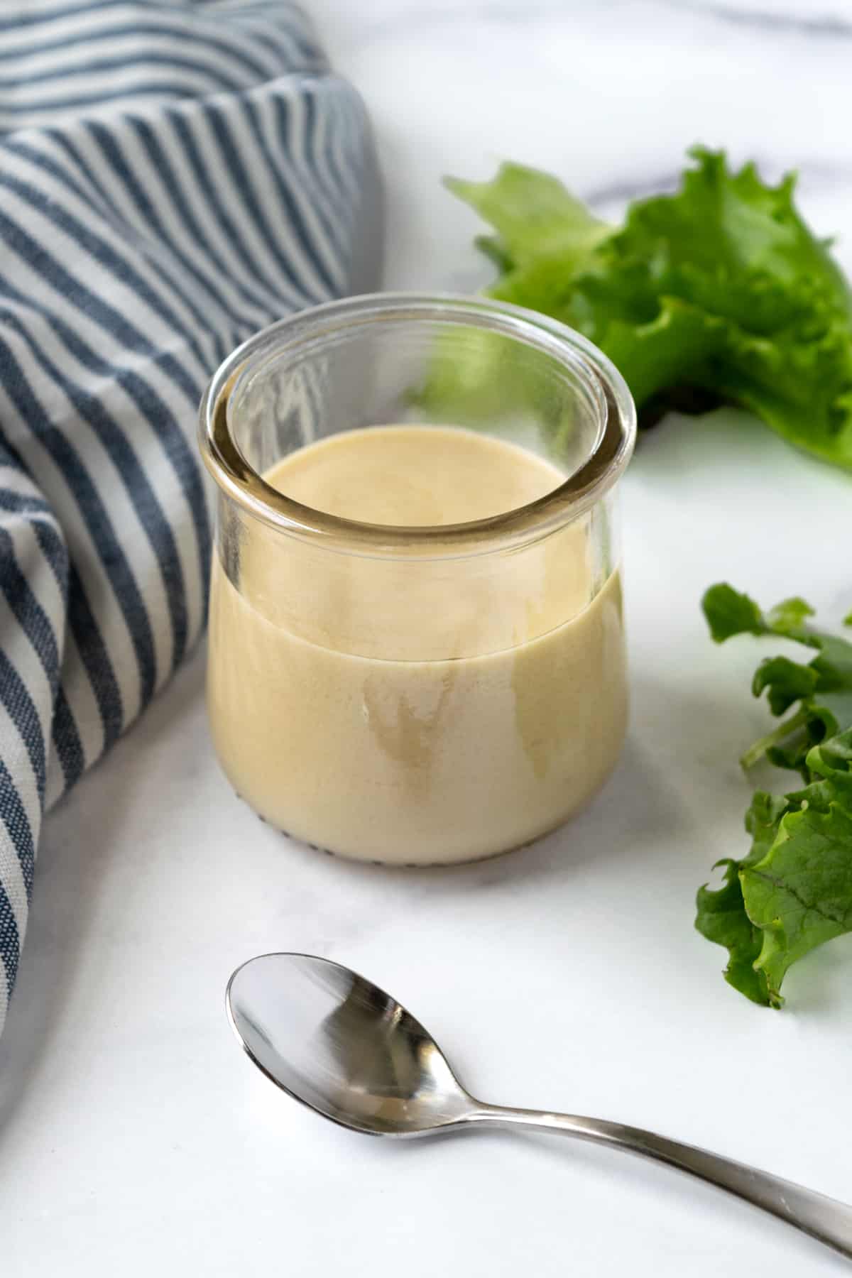 Yogurt Honey Mustard Dressing in a Glass Jar.
