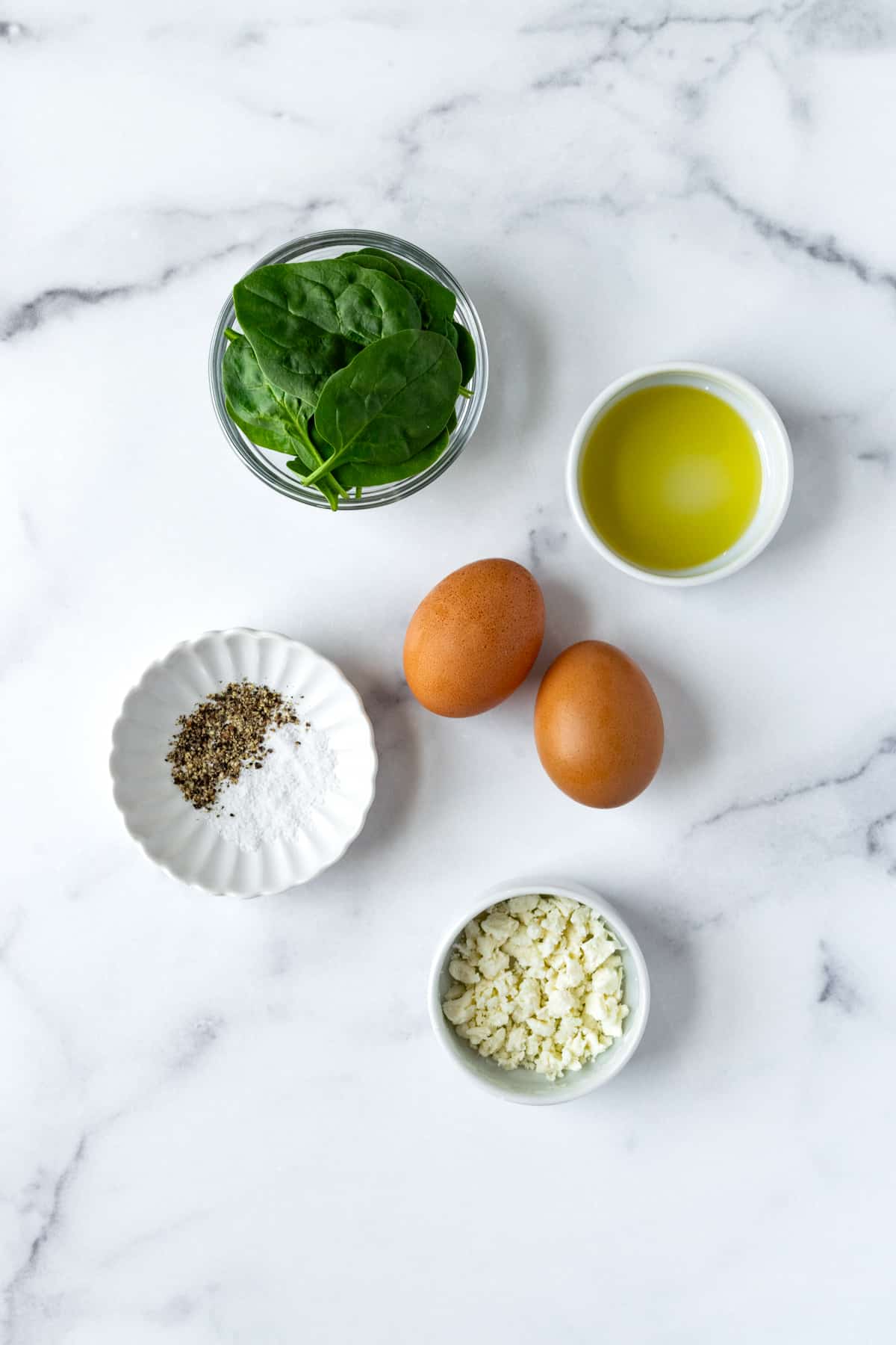 Spinach and Feta Omelet Ingredients.
