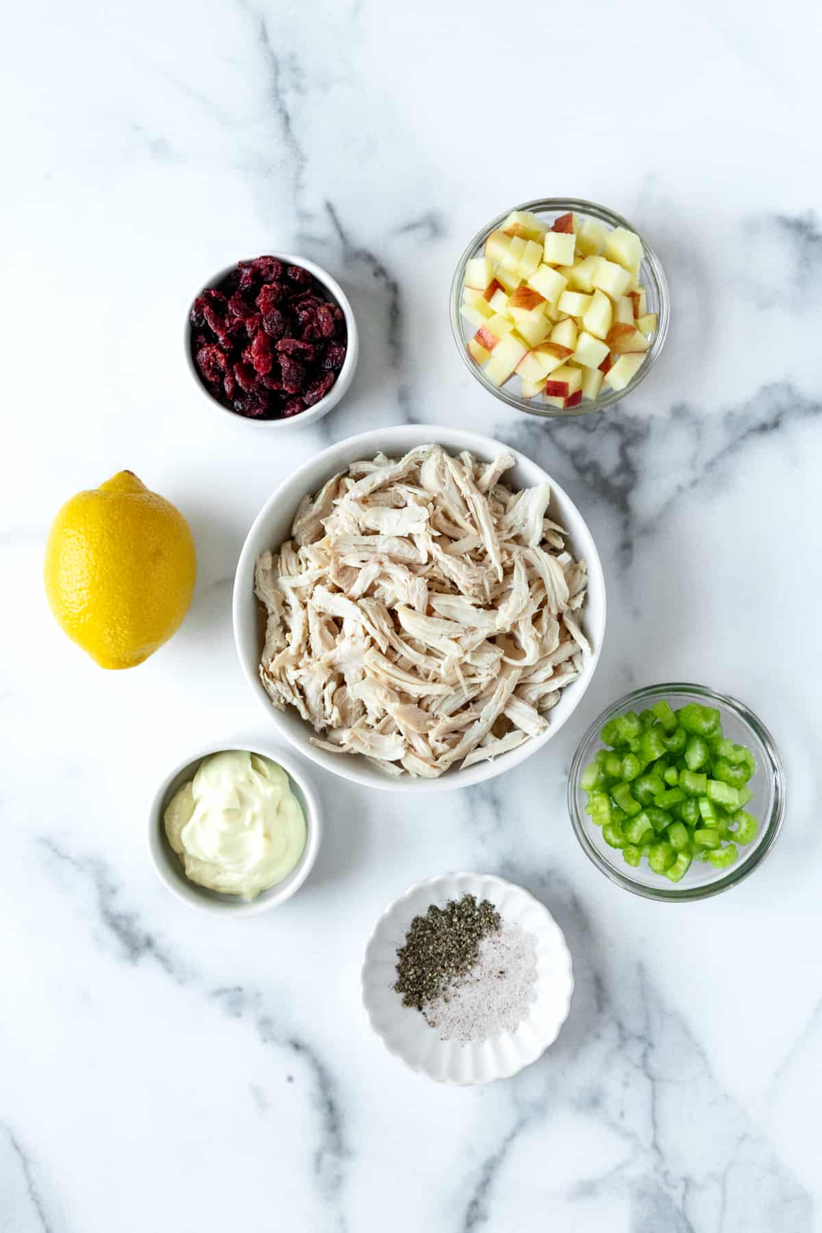 Apple Cranberry Chicken Salad Ingredients.