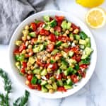 Chickpea Avocado Salad in a serving bowl.