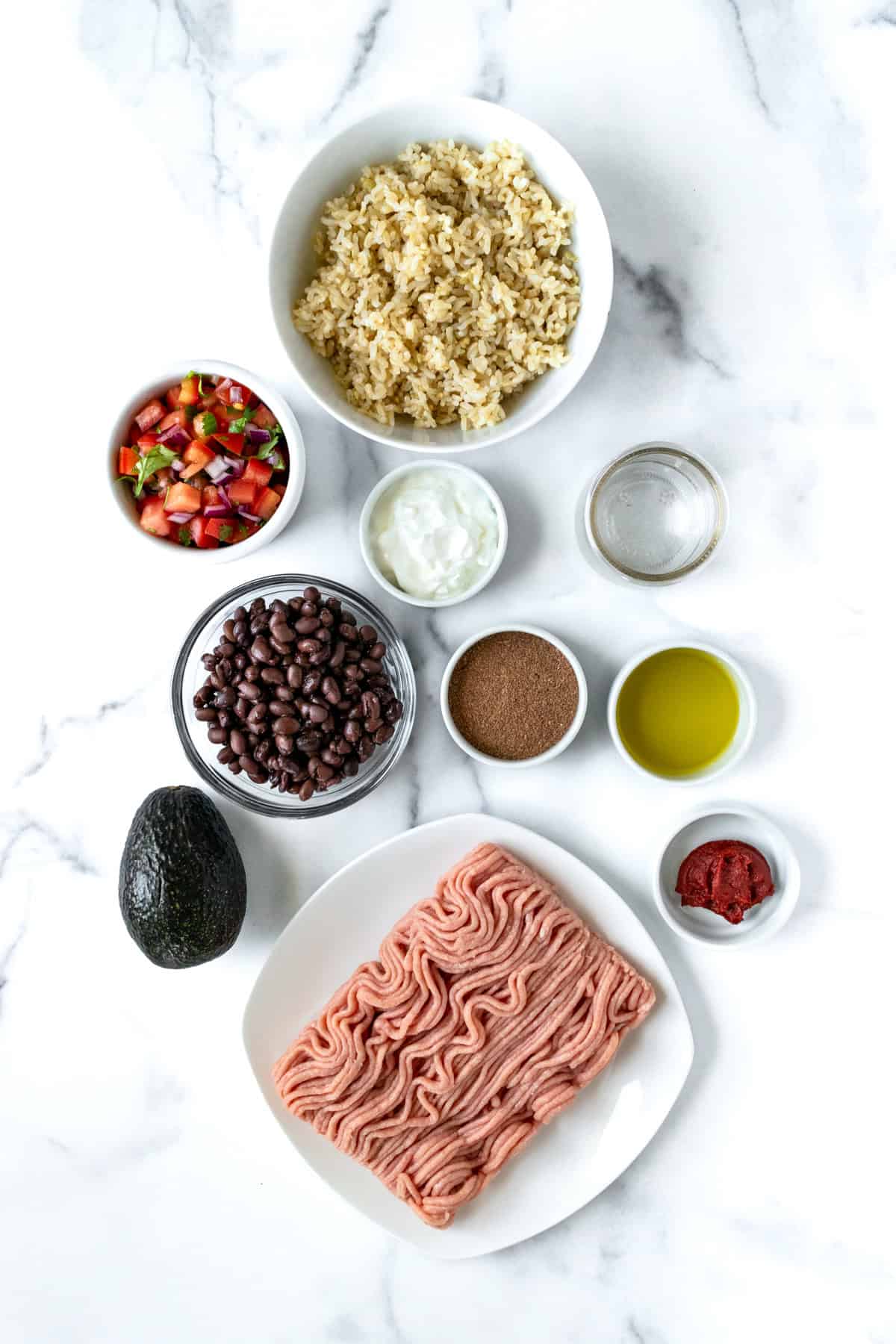 Turkey Burrito Bowls Ingredients.