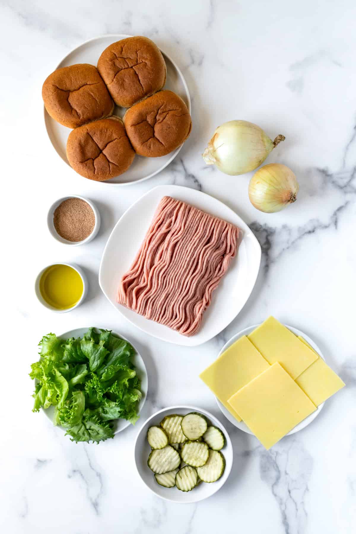 Turkey Smash Burgers Ingredients.