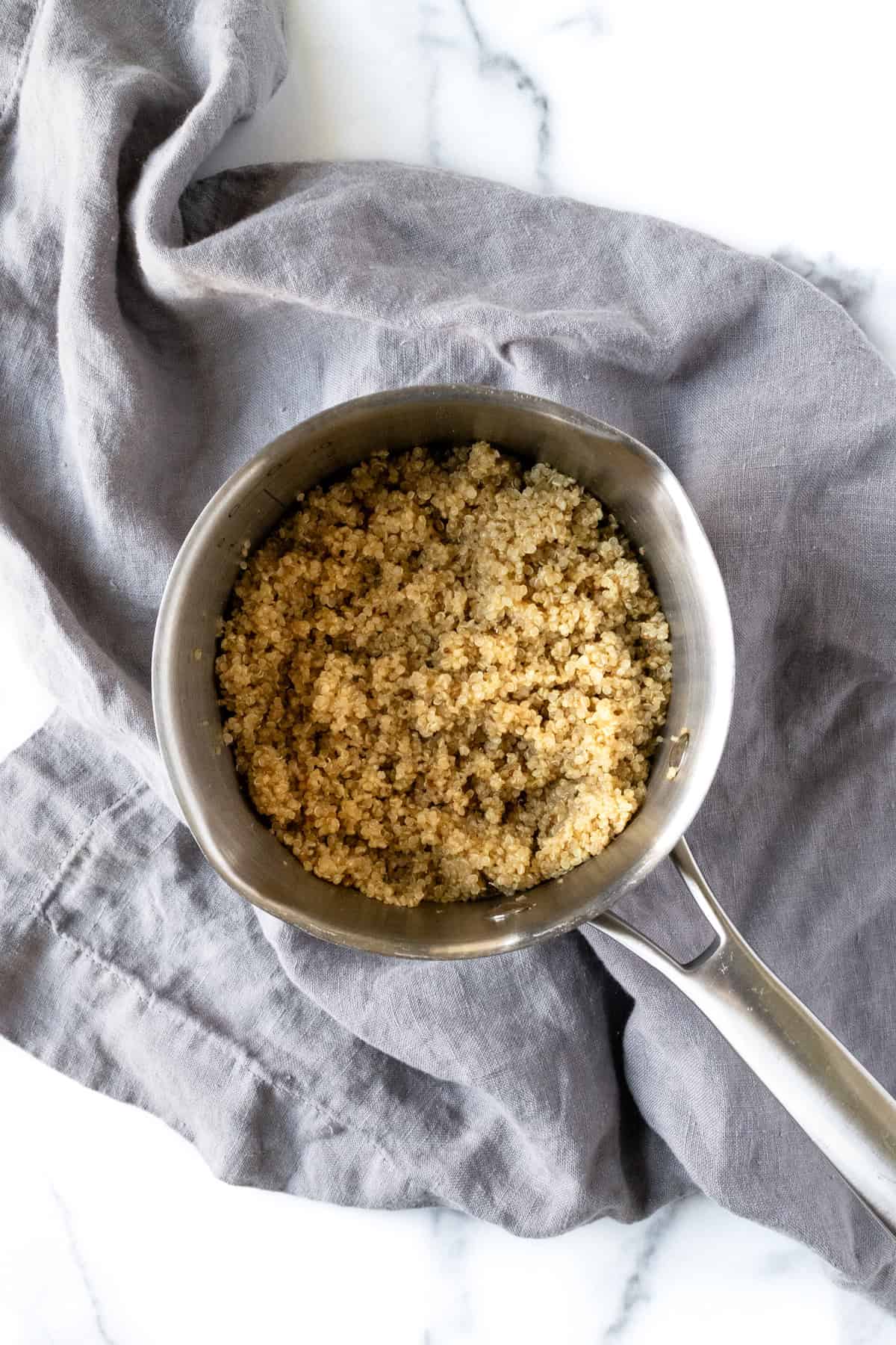 Cooked Quinoa in a Small Pot.