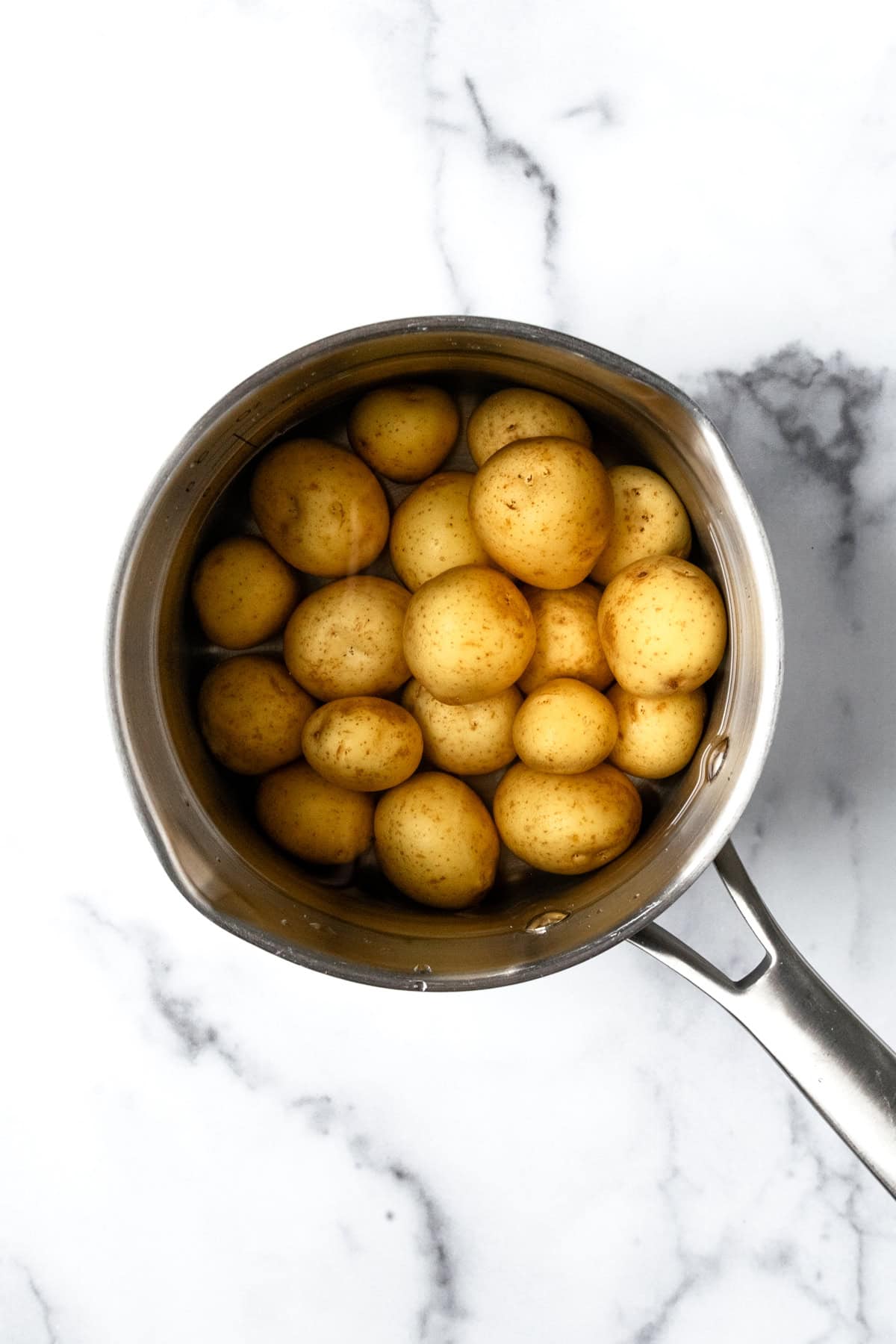 Mini Yellow Potatoes in a Pot.