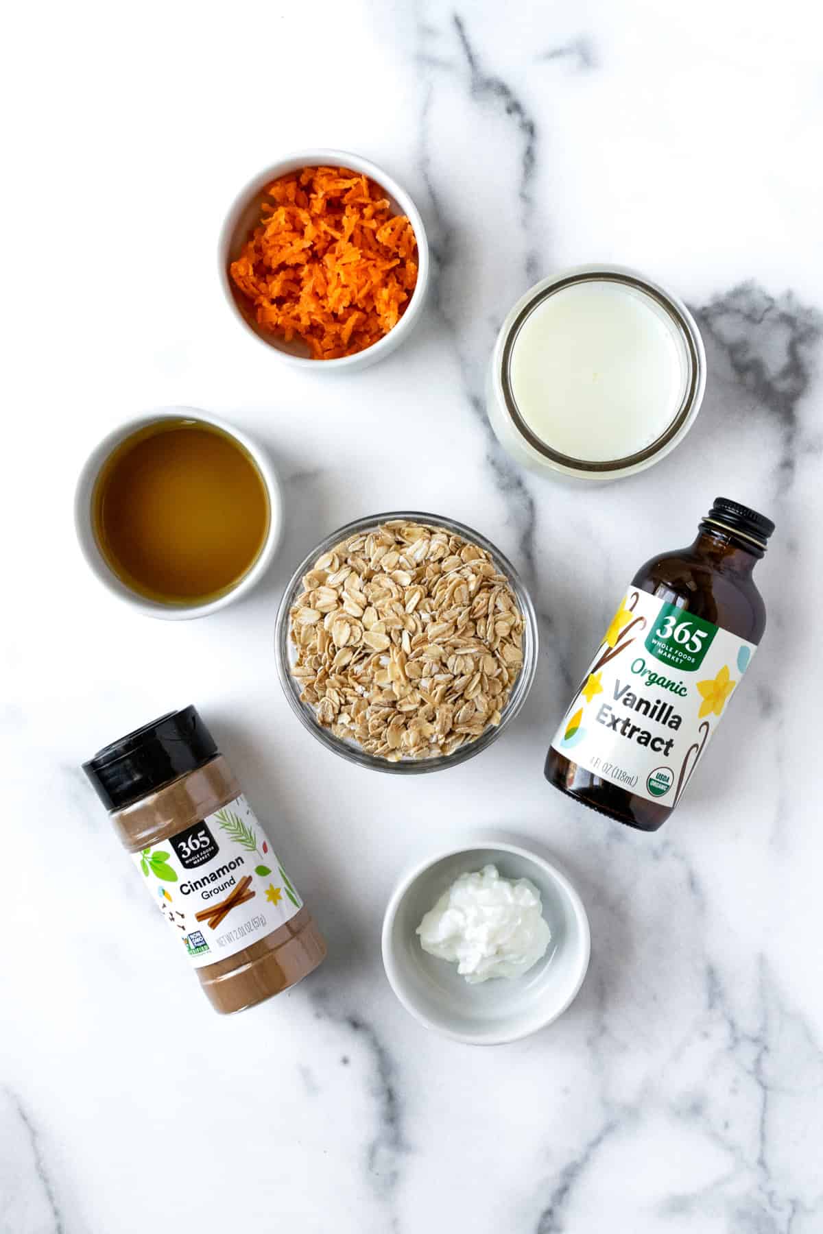 Carrot Cake Overnight Oats Ingredients.