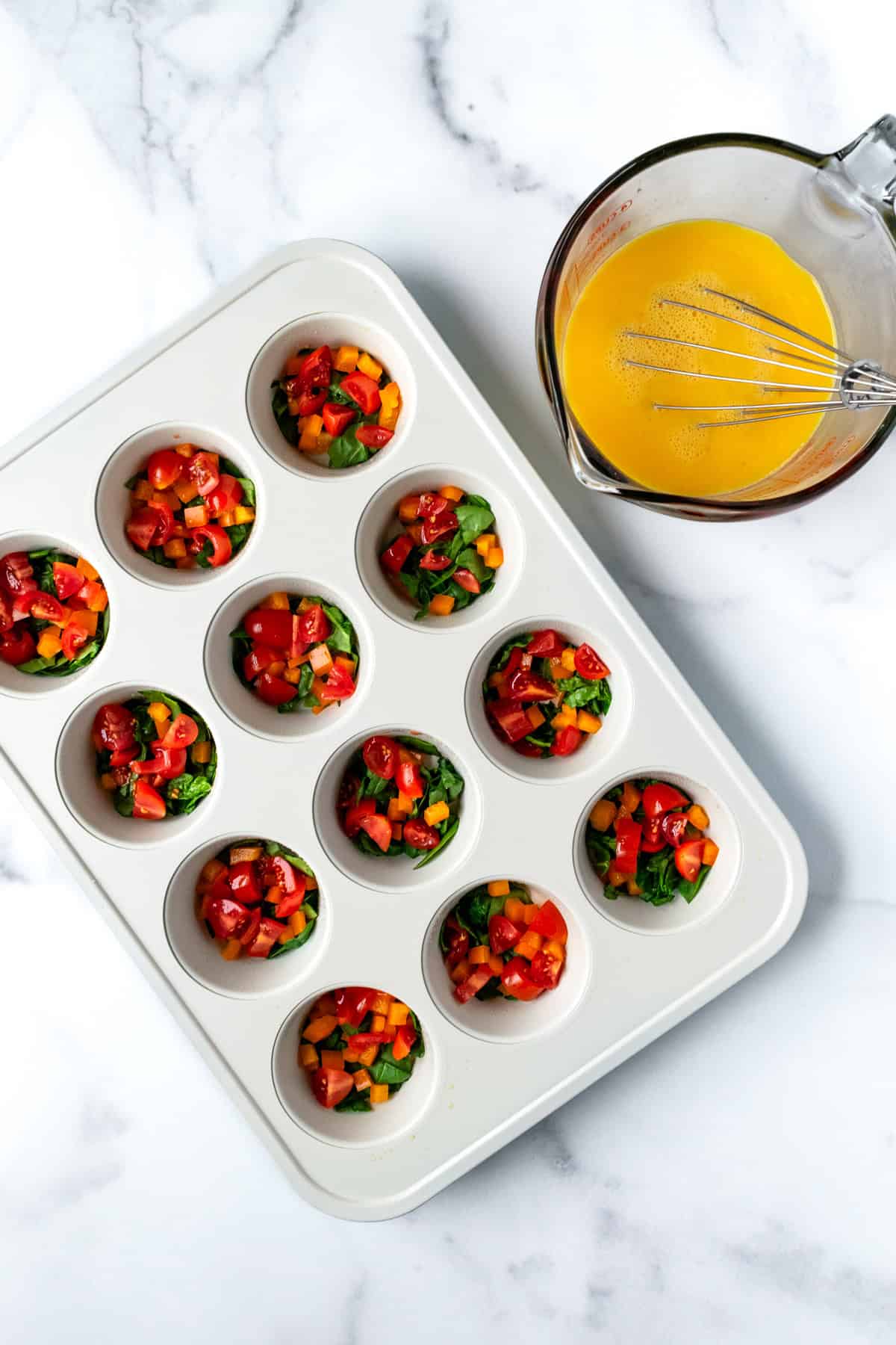 Process of How to Make Veggie Egg Bites.