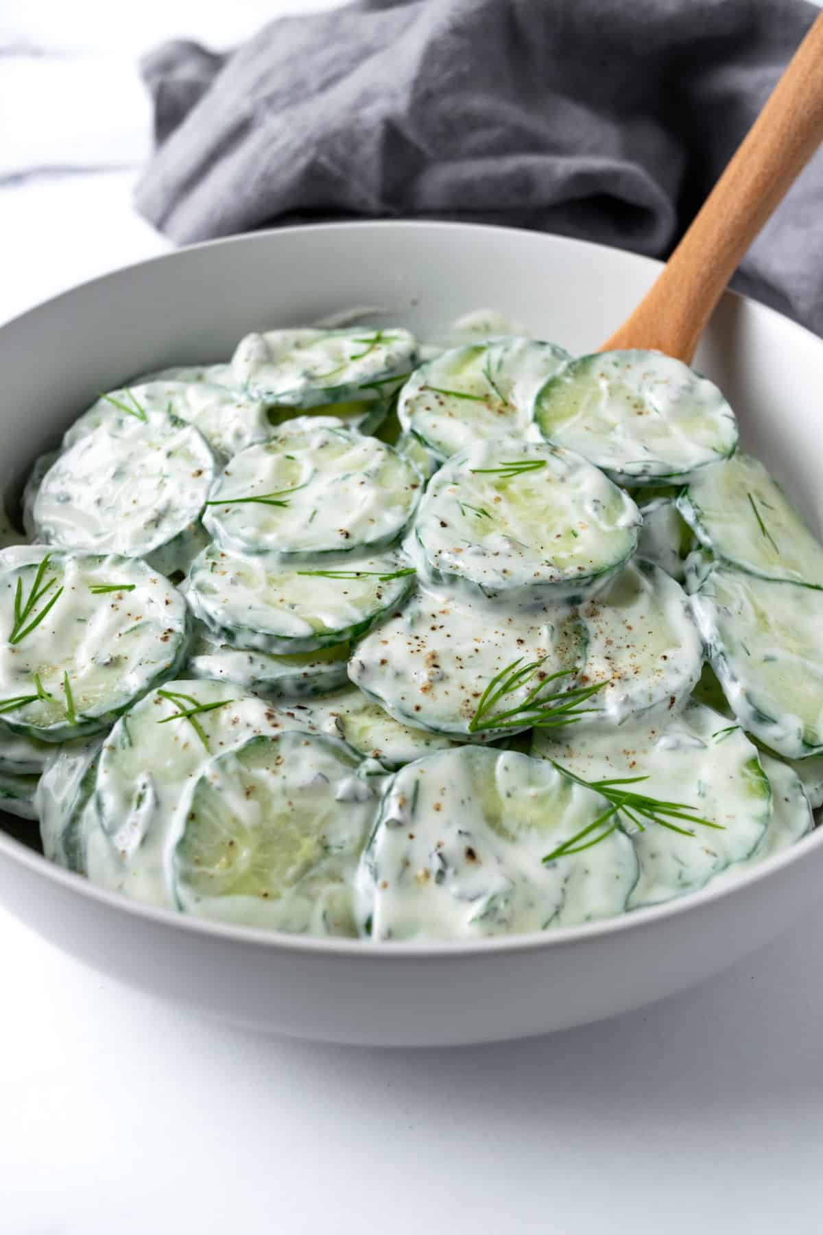 Cucumber Salad with Greek Yogurt Dressing.