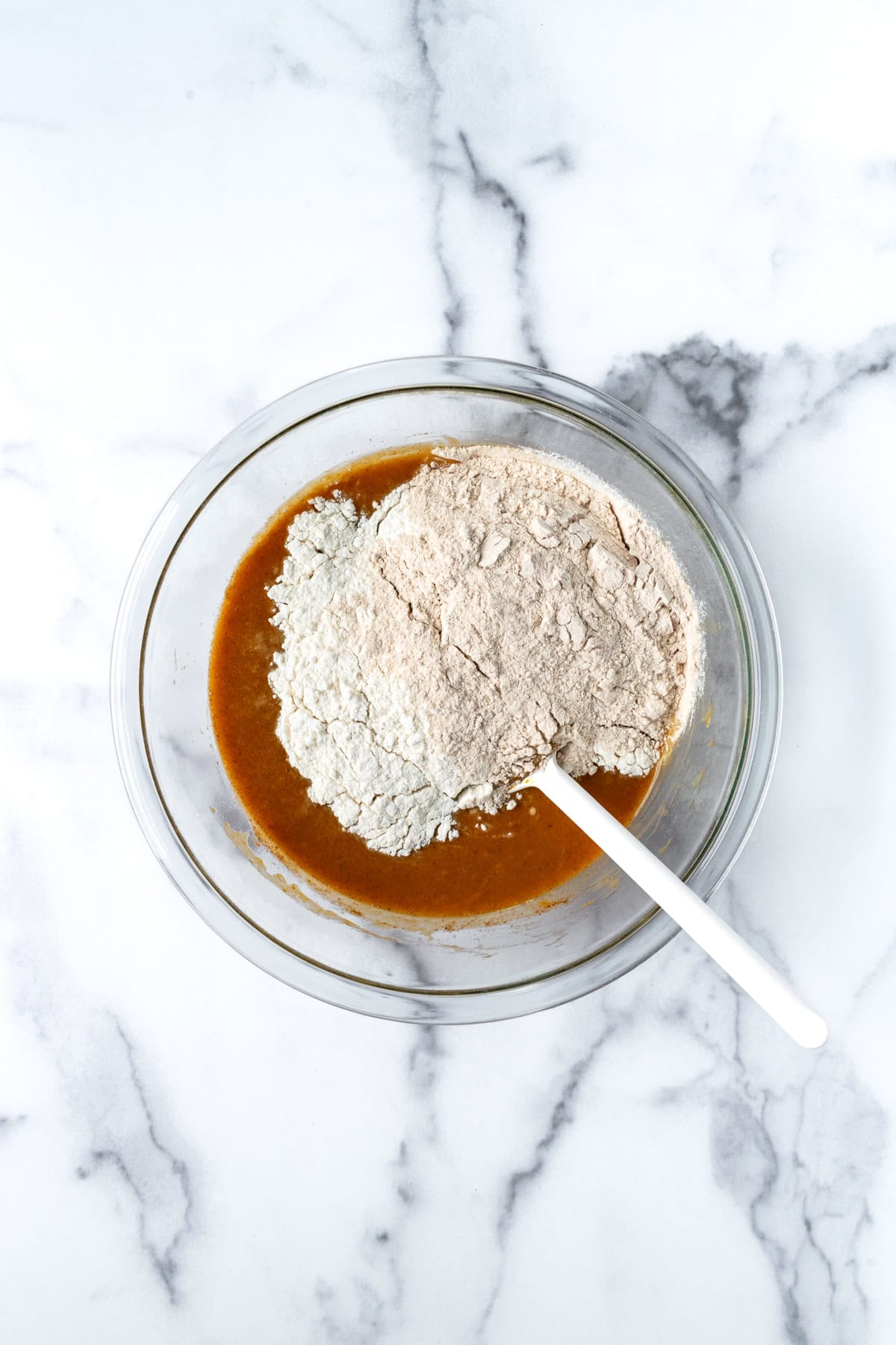 One Bowl Mini Pumpkin Muffins Batter in a Bowl.