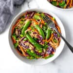 Soba Noodle Bowls on a white countertop.