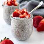 Strawberry Chia Pudding in a jar.