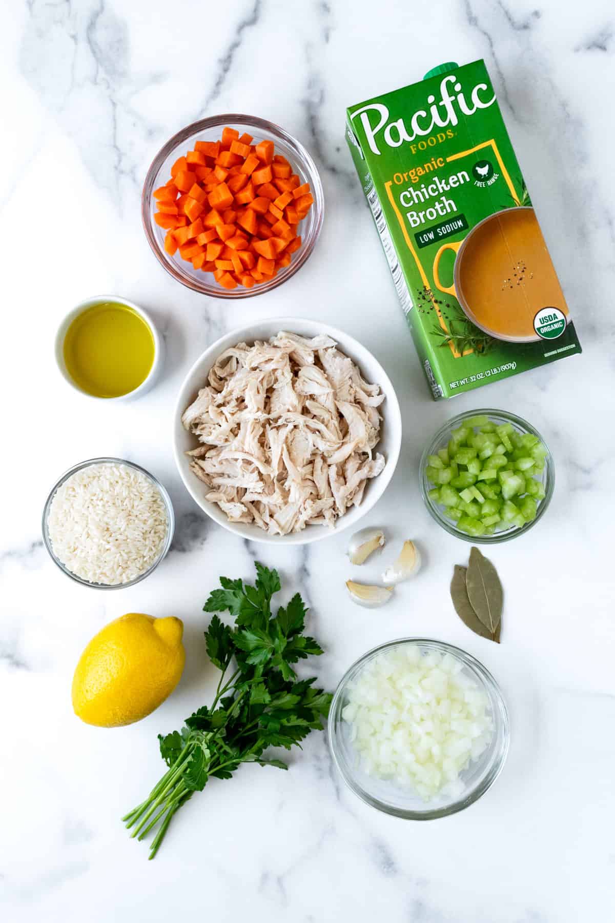 Lemon Chicken and Rice Soup Ingredients.