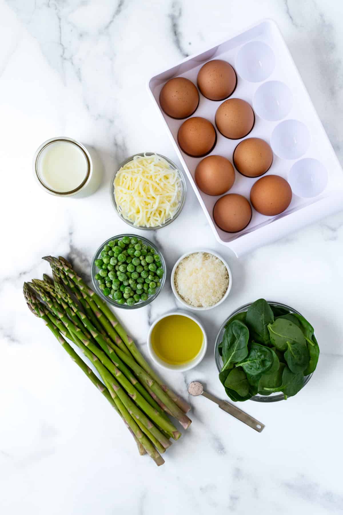 Spring Veggie Egg Bake Ingredients.