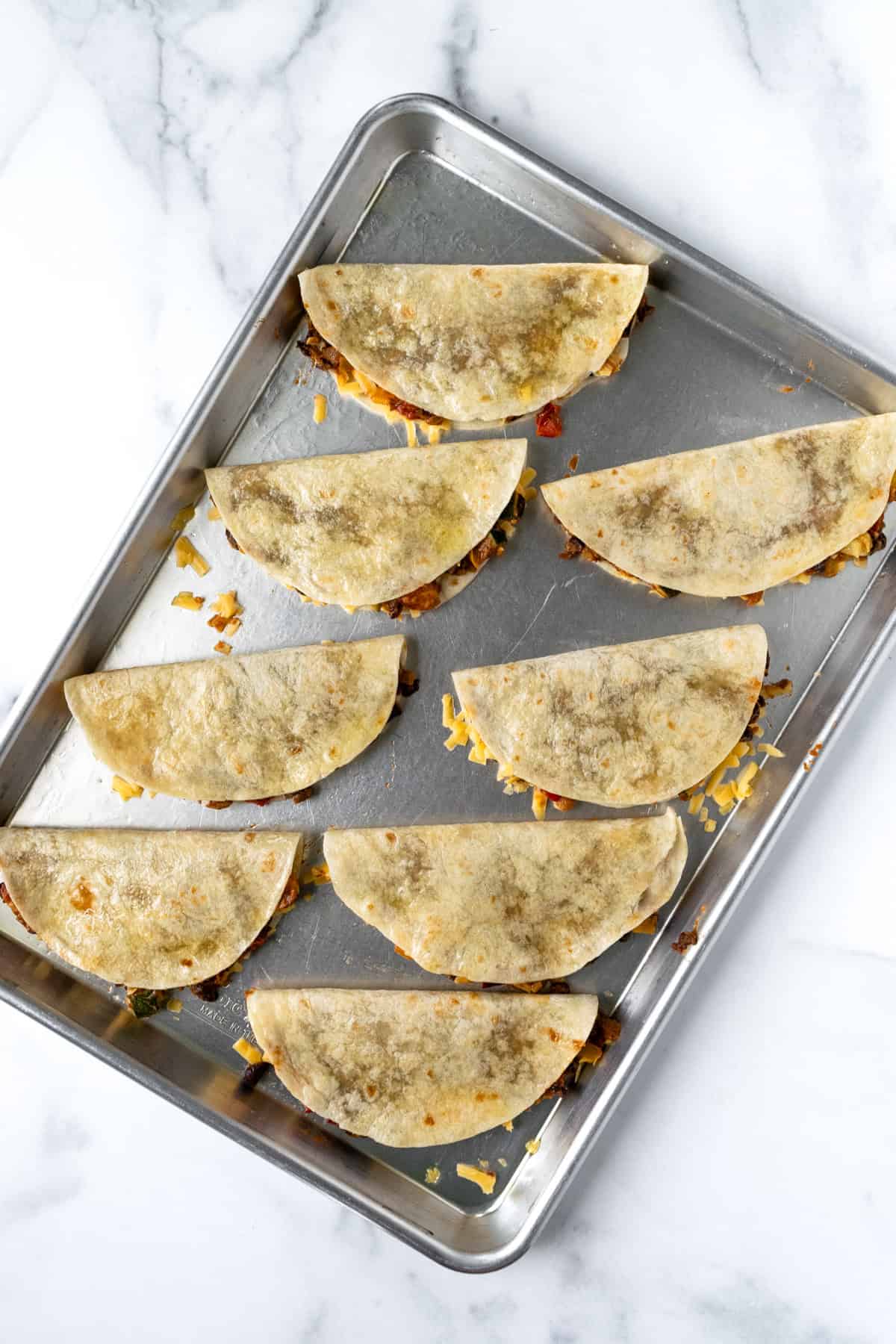Baked Black Bean Tacos on a Sheet Pan ready to bake.